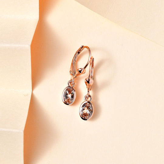 AA Morganit Ohrringe 925 Silber 750 Roségold Vermeil ca. 0,91 ct.