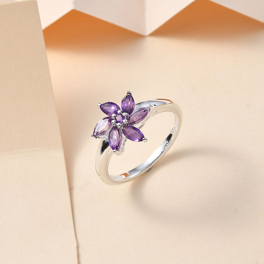 Afrikanischer Amethyst Ring 925 Silber ca. 0,89 ct
