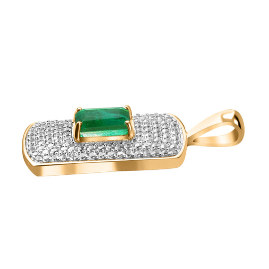 Smaragd-Quarz Triplette, Weißer Zirkon Anhänger 925 Silber Gelbgold Vermeil ca. 2.30 ct
