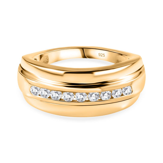 Moissanit Ring 925 Silber 750 Gelbgold Vermeil (Größe 20.00) ca. 0,55 ct
