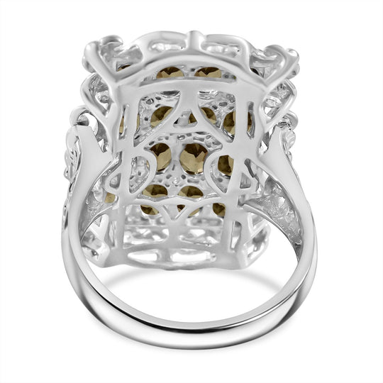 Gelber Turmalin, Weißer Zirkon Ring 925 Silber rhodiniert (Größe 19.00) ca. 3,39 ct