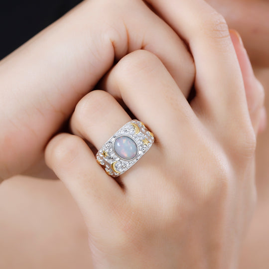 AA Natürlicher, äthiopischer Welo Opal Ring 925 Silber rhodiniert (Größe 17.00) ca. 1,23 ct