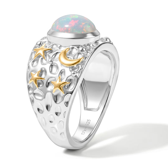 AA natürlicher, äthiopischer Welo Opal Ring, 925 Silber rhodiniert - 1,12 ct.
