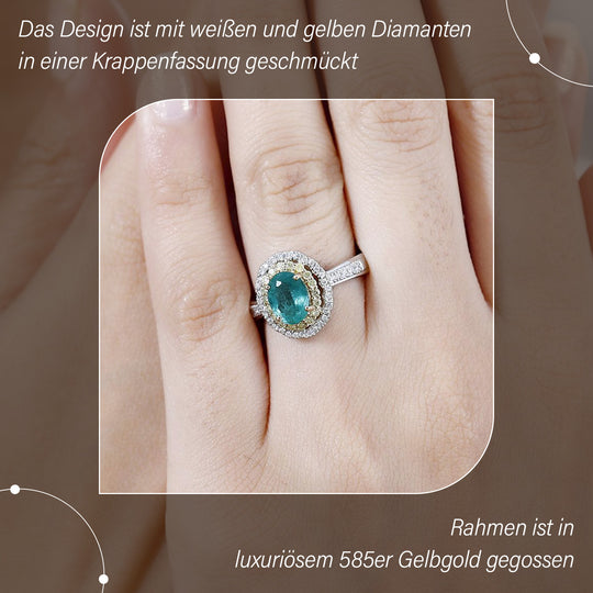 AAA Smaragd, Natürlicher gelber Diamant Ring 585 Gold (Größe 16.00) ca. 1,46 ct