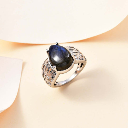 Labradorit Ring, Silberton, (Größe 17.00) ca. 6.13 ct