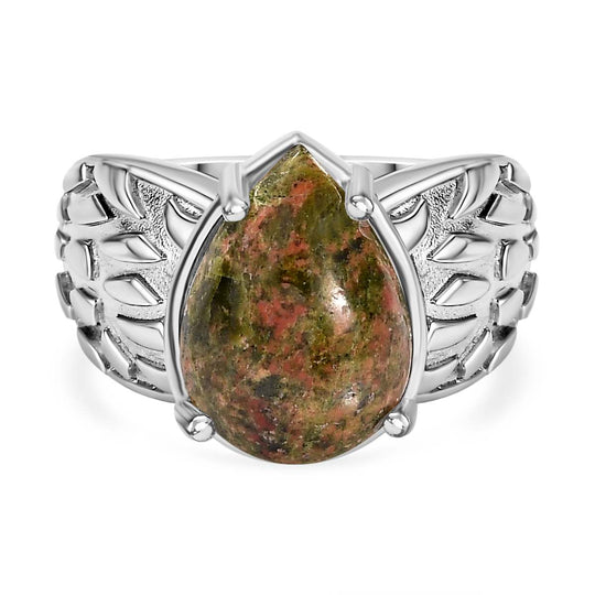 Unakite Ring, Silberton, (Größe 17.00) ca. 6.78 ct