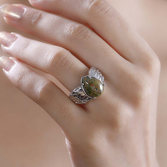 Unakite Ring, Silberton, (Größe 17.00) ca. 6.78 ct