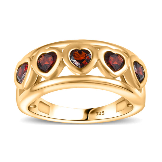 Mosambik Granat Ring 925 Silber 750 Gelbgold Vermeil ca. 1,42 ct