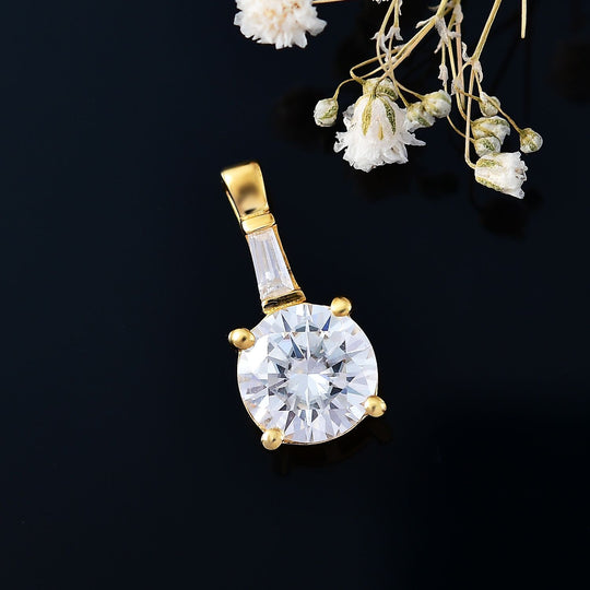 Moissanit Anhänger 925 Silber 750 Roségold Vermeil ca. 1.84 ct