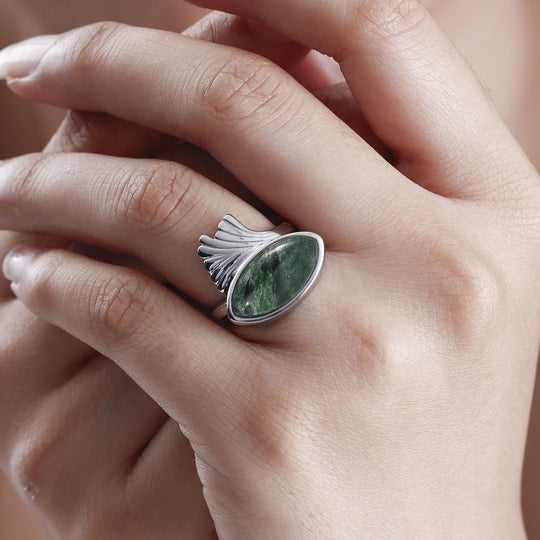 Grüner Aventurin Ring 316L Edelstahl ca. 7.07 ct