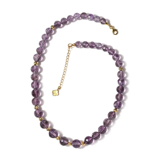 JCK Vegas Exklusive Kollektion - Rose De France Amethyst Halskette ca. 45-50 cm 925 Silber Gelbgold Vermeil ca. 250.00 ct
