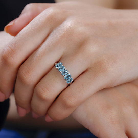 Paraiba-Apatit Ring 925 Silber platiniert ca. 1,14 ct