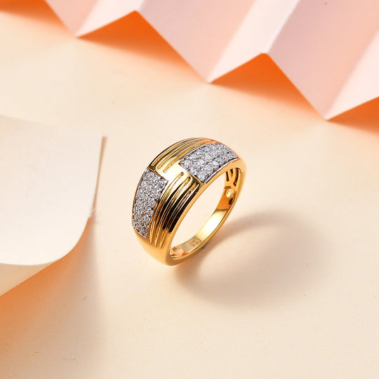 Moissanit Ring 925 Silber 750 Gelbgold Vermeil (Größe 17.00) ca. 0,53 ct