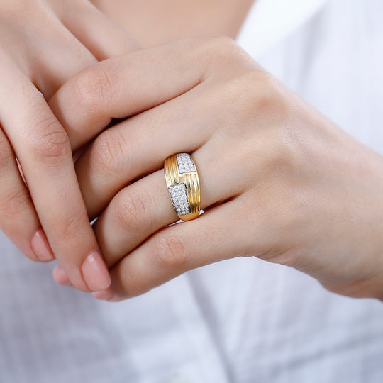 Moissanit Ring 925 Silber 750 Gelbgold Vermeil (Größe 17.00) ca. 0,53 ct