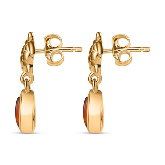 Ammolit Ohrringe 925 Silber 750 Gelbgold Vermeil ca. 0,97 ct.