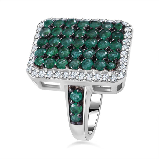 AA Kagem Sambischer Smaragd Ring 925 Silber rhodiniert ca. 2,19 ct