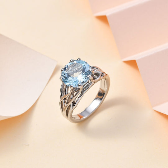 Himmelblauer Topas Ring, Messing (Größe 17.00) ca. 4.25 ct