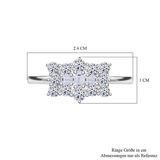 SGL zertifiziert Lab Grown Diamant (VS/E-F) Ring, 925 Silber rhodiniert (Größe 19.00) ca. 1.00 ct
