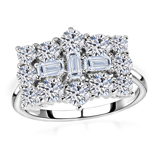 SGL zertifiziert Lab Grown Diamant (VS/E-F) Ring, 925 Silber rhodiniert (Größe 19.00) ca. 1.00 ct