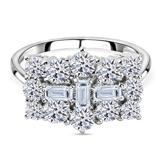 SGL zertifiziert Lab Grown Diamant (VS/E-F) Ring, 925 Silber rhodiniert (Größe 19.00) ca. 1.00 ct