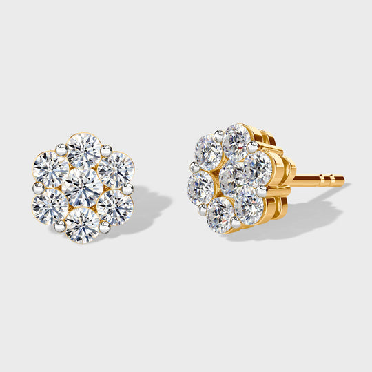 LUXURIANT 1 ct. SGL zertifizierte VS-EF Labor Diamant Ohrringe, 925 Silber 750 Gelbgold Vermeil