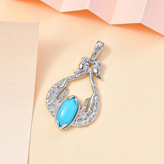 Sleeping Beauty Türkis Anhänger 925 Silber rhodiniert ca. 3,41 ct.