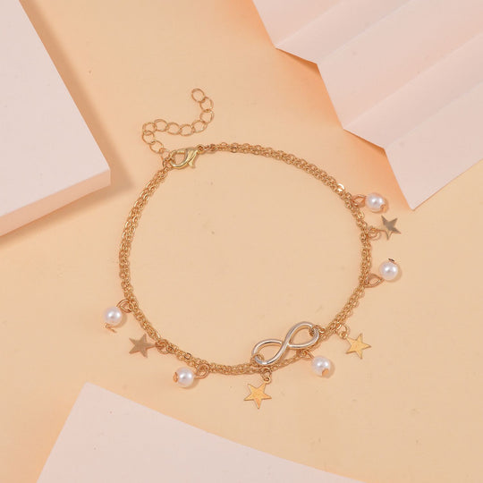 Kunststoff Perle Charm-Armband, 23+5cm, Messing
