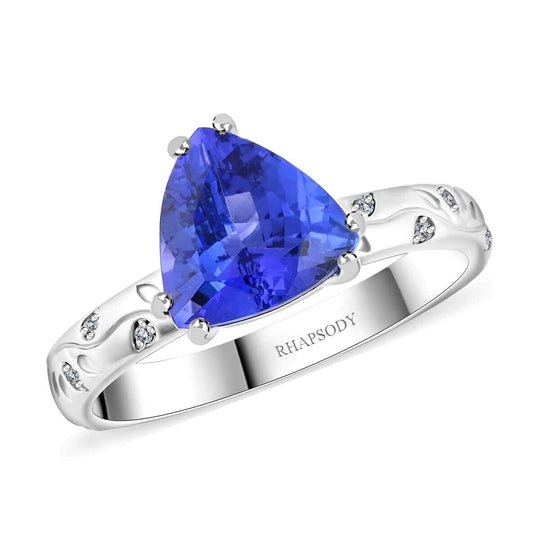AAAA Tansanit, Weißer Diamant AGI zertifiziert Ring 950 Platin (Größe 20.00) ca. 2.30 ct