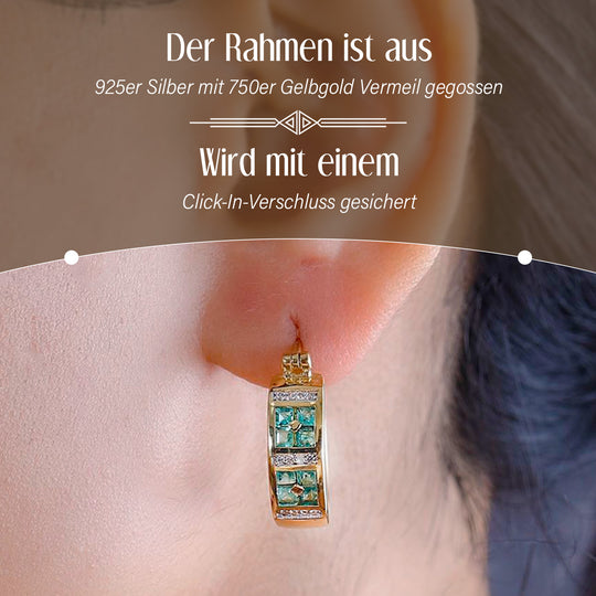 Kagem Sambischer Smaragd, Weißer Zirkon Ohrringe 925 Silber 750 Gelbgold Vermeil ca. 1.08 ct