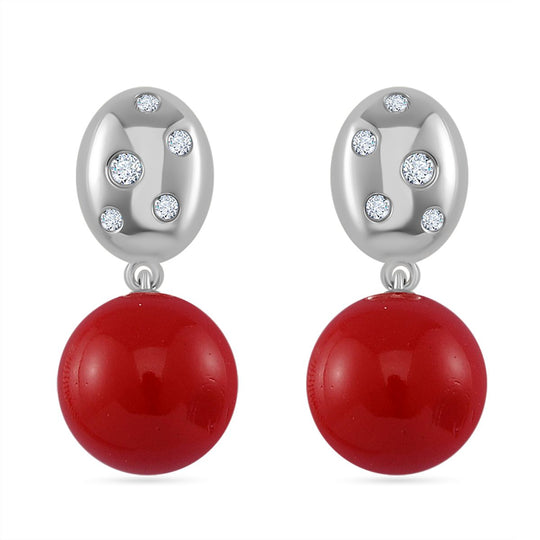 Sleeping Beauty Türkis farbe Muschelperle (12 mm), Moissanit Ohrringe 925 Silber vergoldet