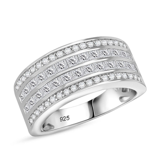 Moissanit Ring 925 Silber rhodiniert (Größe 16.00) ca. 1,60 ct