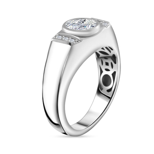Moissanit Ring 925 Silber rhodiniert (Größe 16.00) ca. 1,09 ct