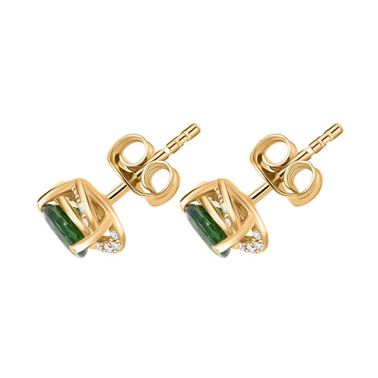 LUXORO zertifizierte und geprüfte AAA Tsavorite Granat und I2 Diamant Ohrringe in 585 Gold - 1,29 ct.