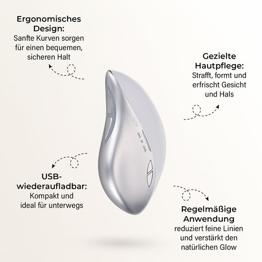 Beautech 3-in-1 Beauty-Gerät mit EMS, RF und Kältetherapie, ca. 13,3x7,5x3,5 cm, USB-Kabel