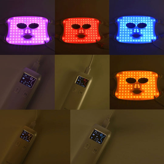 Beautech LED-Gesichtsmaske aus Silikon mit Controller, 33,8x21,8x0,5 cm