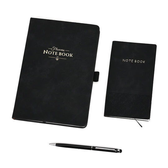 Premium-2er-Set; Notizbuch und Taschentagebuch mit geschnitztem, samtigem Hardcover und Kugelschreiber, Rot