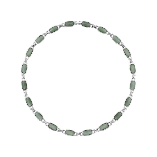 Grüner Aventurin, Weißer Kristall Halskette mit magnetischem Verschluss ca. 50 cm