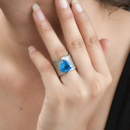 Karibik Quarz Ring Edelstahl ca. 5,79 ct