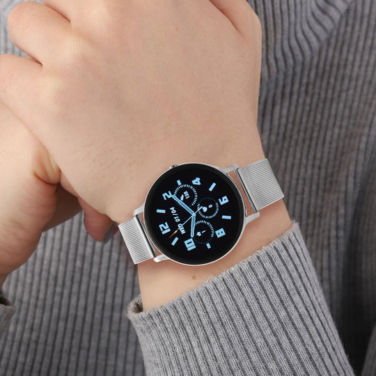 Eleganz Mesh HiWatch Plus, Silber und Gold, Smartwatch mit Dual-Modus Bluetooth, 1,28 IPS Display und Wassergeschütztes Design