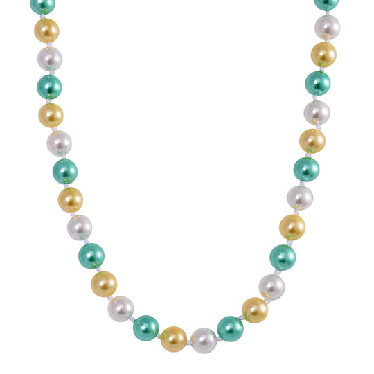 Gold, Grün und weiße Muschelkernperle (12mm) Halskette, Größe ca. 50 cm mit Reiner Edelstahl Magnetverschluss
