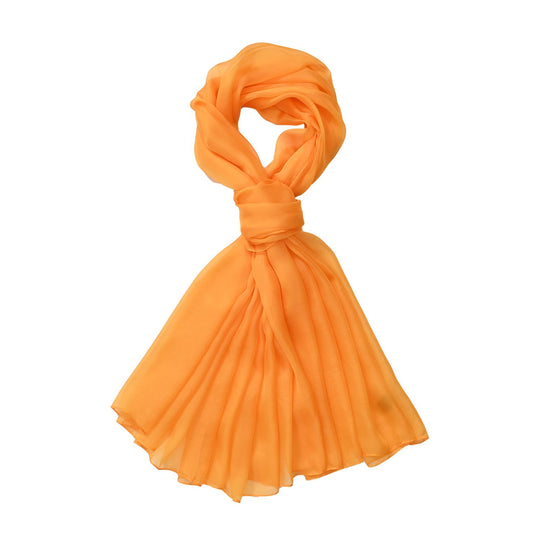 LA MAREY Solid chiffon 100% silk scarfMaterial:100% Mulberry silk size:110cm*180cmWeight : 50gyellow