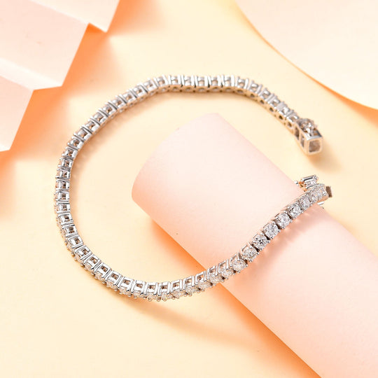 Moissanit Armband ca. 20 cm 925 Silber rhodiniert ca. 6.09 ct