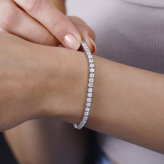 Moissanit Armband ca. 20 cm 925 Silber rhodiniert ca. 6.09 ct