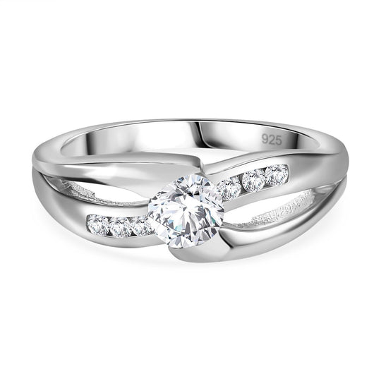 Moissanit Ring 925 Silber rhodiniert (Größe 18.00) ca. 0,62 ct