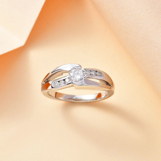 Moissanit Ring 925 Silber rhodiniert (Größe 18.00) ca. 0,62 ct