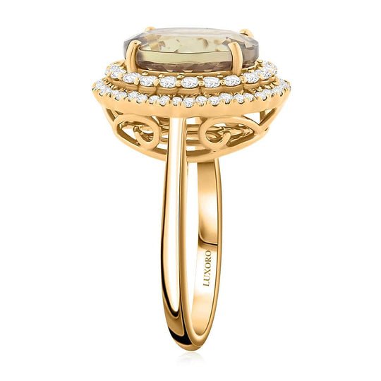 LUXORO AAA Turkizit, Weißer Diamant AGI zertifiziert Ring 585 Gold (Größe 20.00) ca. 5.04 ct