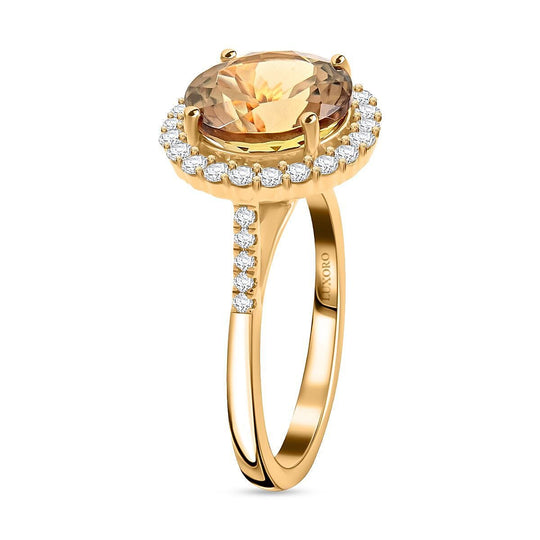 LUXORO AAA Turkizit, Weißer Diamant AGI zertifiziert Ring 585 Gold (Größe 19.00) ca. 5.25 ct