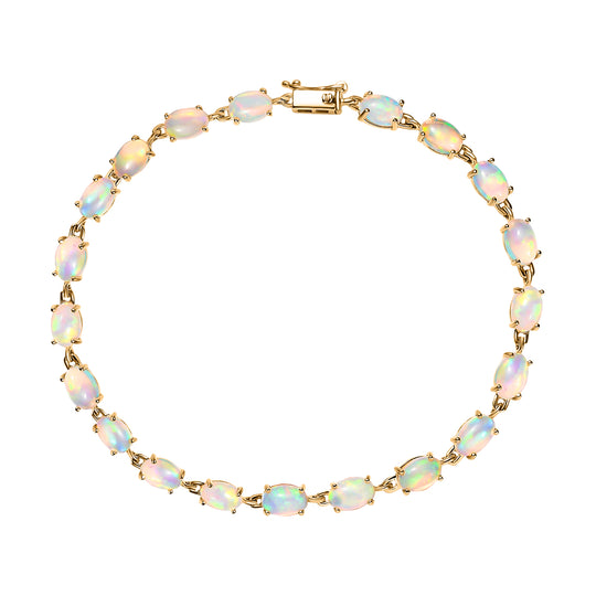 AAA Natürliches, äthiopisches Welo Opal Armband ca. 19 cm, 375 Gelbgold ca. 4.40 ct