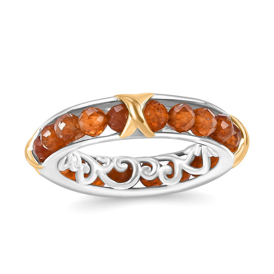 Hessonit Granat Ring, Silberton, ca. 8.00 ct