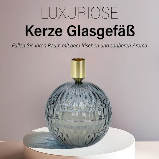 The 5th Season: Premium-Kollektion: Amber-Duftkerze im Glass mit Messing Kerzenhalter, 6ml natürliches Öl, 180 g. Wachs, 20 Stunden Brenndauer, Rot